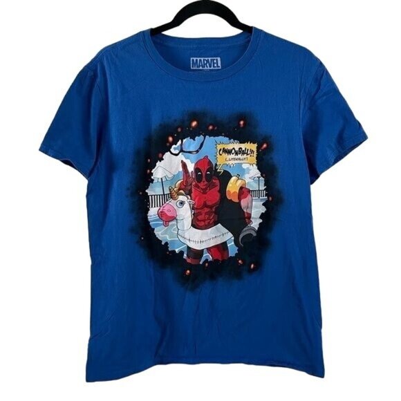 DEADPOOL Marvel Lootcrate Lootwesr Graphic Blue T-Shirt, Sz Medium Humor - Picture 1 of 12